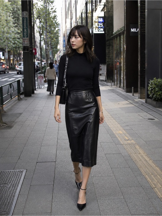 Dresses & Skirts - Black Leather Midi Skirt – Sleek Women’s Pencil Skirt